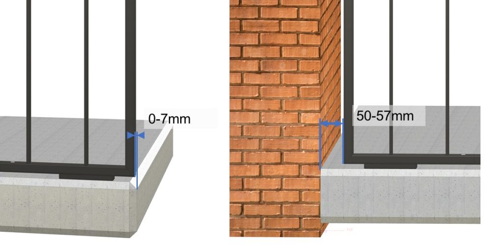 Abstand vom Staketengeländer zur Wand oder Betonende